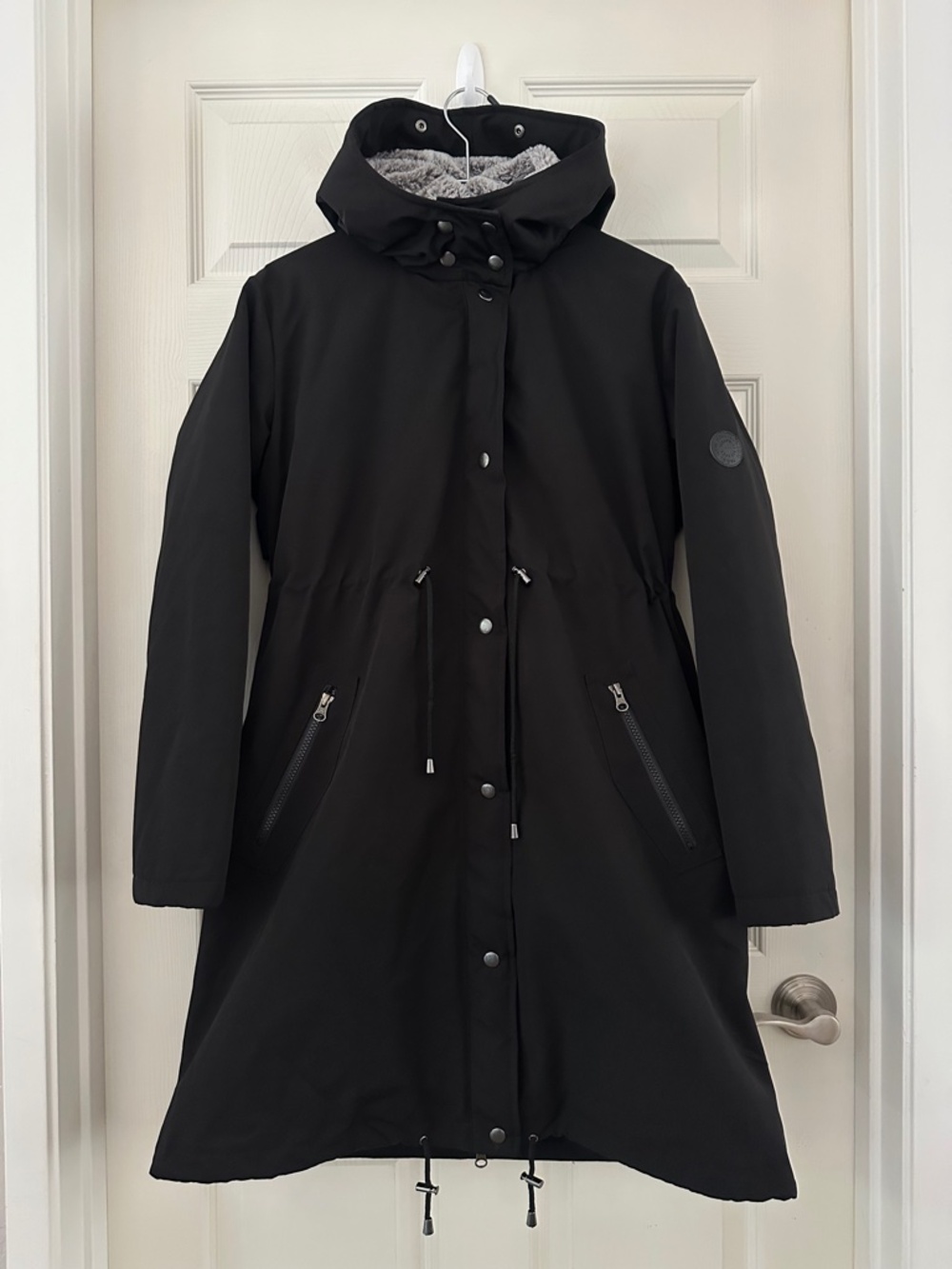 Seraphine Maternity Parka Coat Black Women’s Size 6 *No hood trim or carrier* - Picture 4 of 13